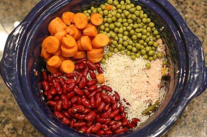 pot with vegetables and beans